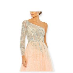 Mac Duggal Embroidered One-Shoulder Bodice Ball Gown Dusty Rose NWT Size 4